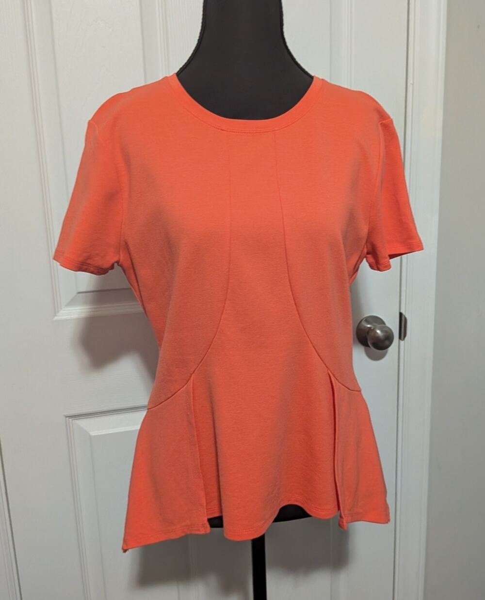 BCBGMAXAZRIA Scarlett Structured Peplum Top Ambrosia Orange Size Medium